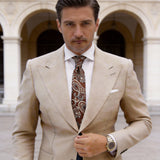Brown With White Paisley Necktie