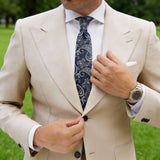 Navy Blue With White Paisley Necktie