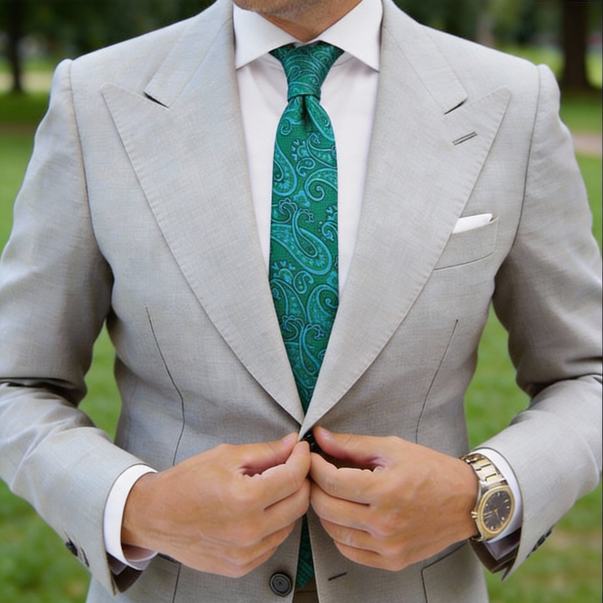 Green With Teal Paisley Necktie