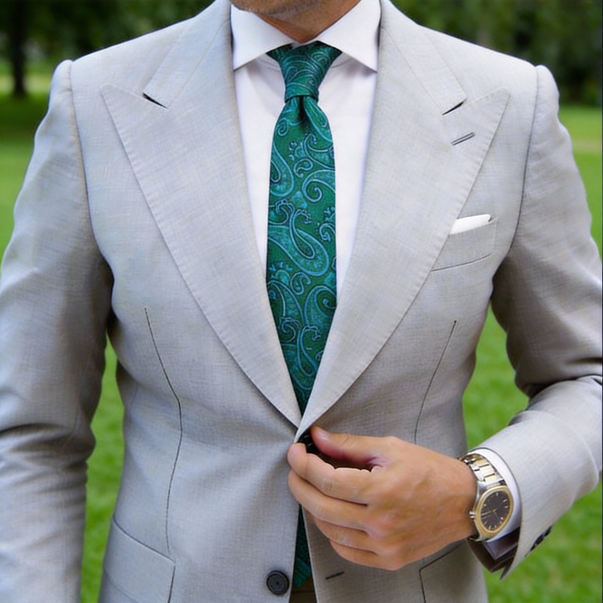 Green With Teal Paisley Necktie