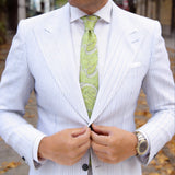 Green Necktie With White Paisley