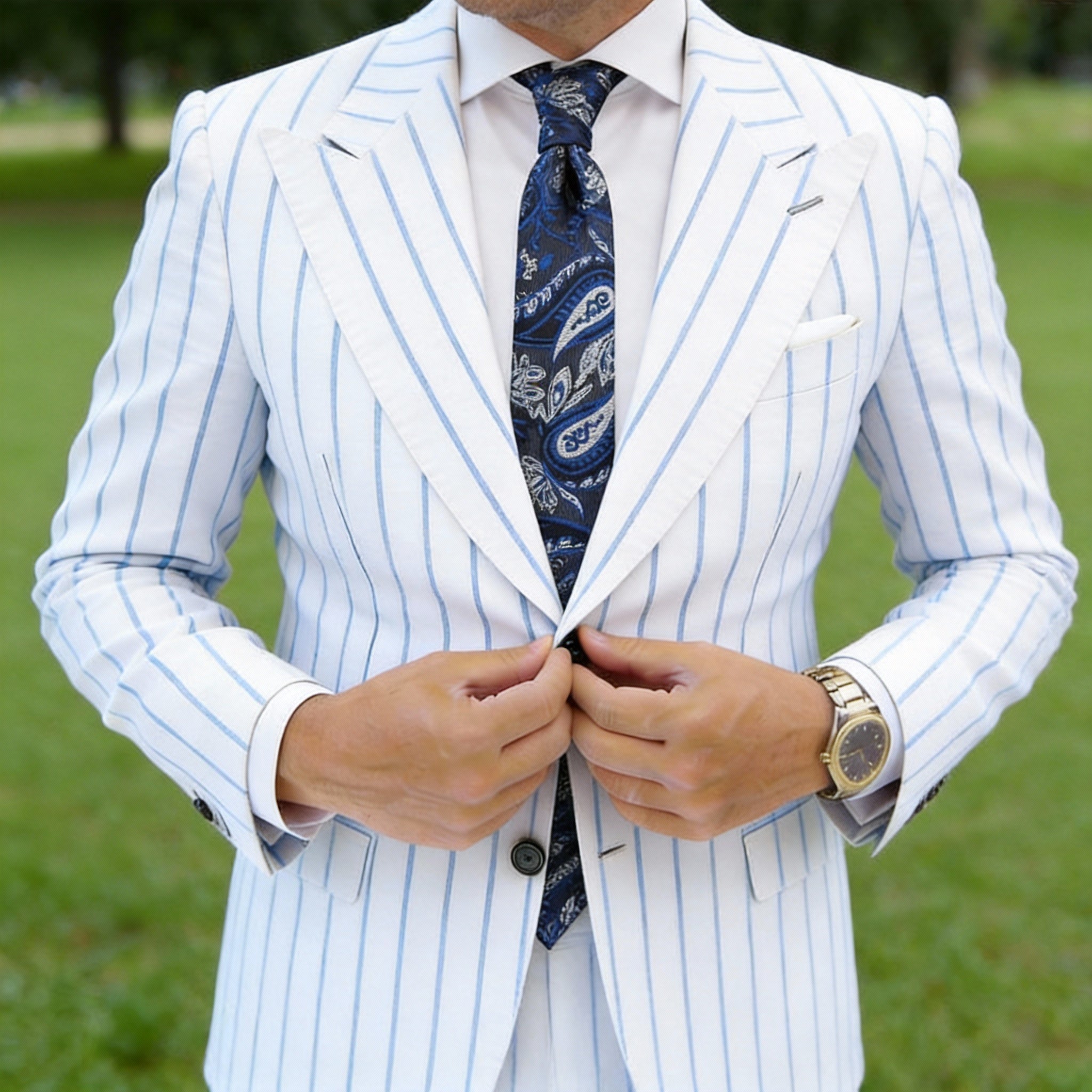 Black with Blue White Paisley Necktie