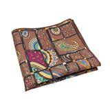 Brown Beige Paisley Pocket Square