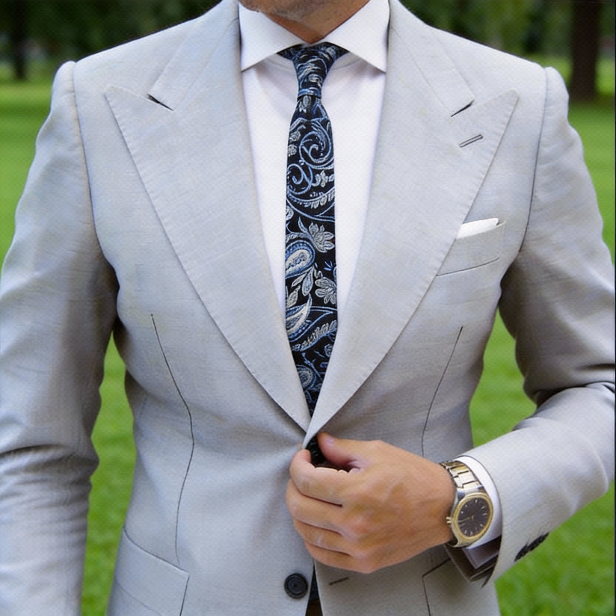 Black With Blue-Silver Paisley Necktie