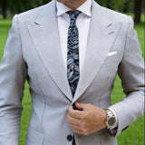 Black With Blue-Silver Paisley Necktie