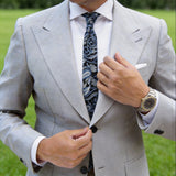 Black With Blue-Silver Paisley Necktie
