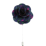 Navy Blue Pink Floral Lapel Pin