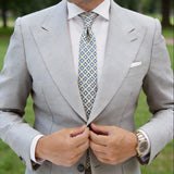 Beige With Blue Floral Necktie