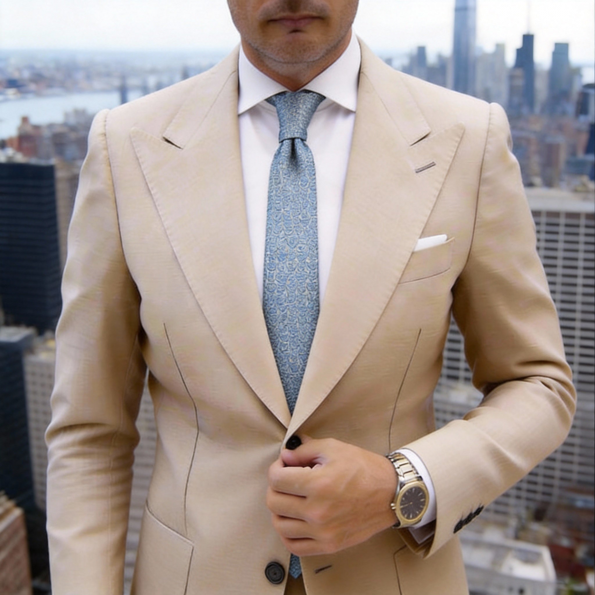 White With Teal Anchor Necktie