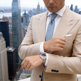 White With Teal Anchor Necktie