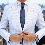 Dark Blue With Light Blue Chain - Link Necktie