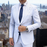 Dark Blue With Light Blue Chain - Link Necktie