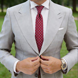 Red With Small Blue Floral Necktie