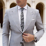 White with Black Paisley Necktie