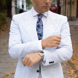 Navy Blue With Blue White Orange Paisley Necktie