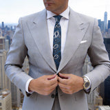 Dark Gray With Blue White Paisley Necktie