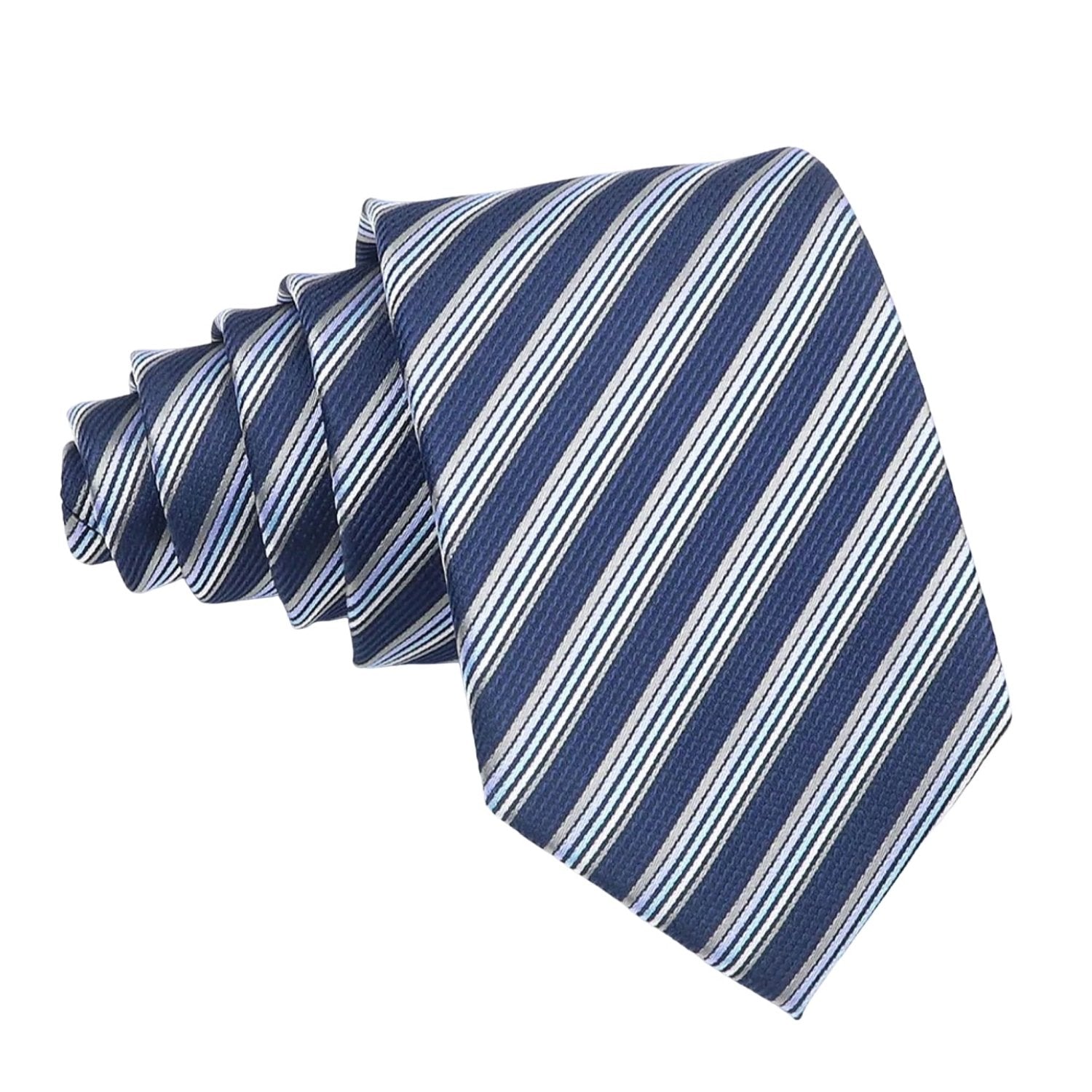 Blue With White Gray Light Blue Striped Necktie