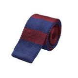 Navy Burgundy Striped Knitted Tie