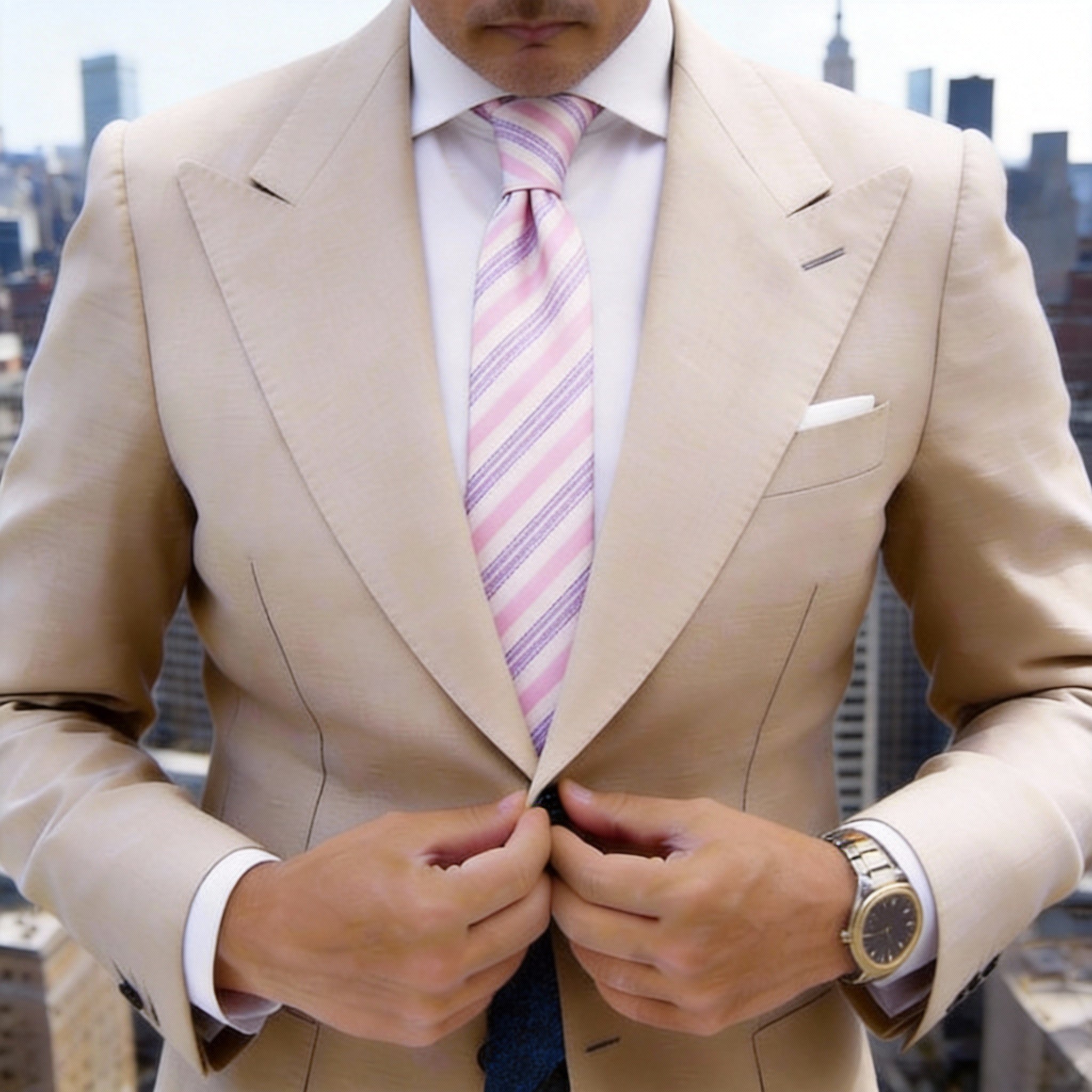 Pink With Purple Striped Necktie