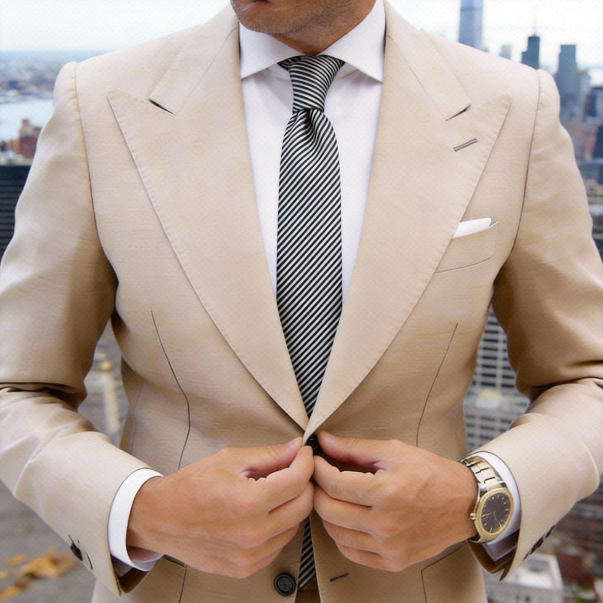 Gray With Black Striped Necktie