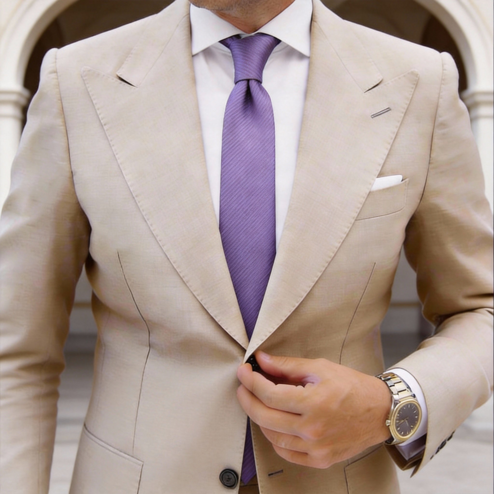 Purple With Light Purple Diagonal Stripes Necktie