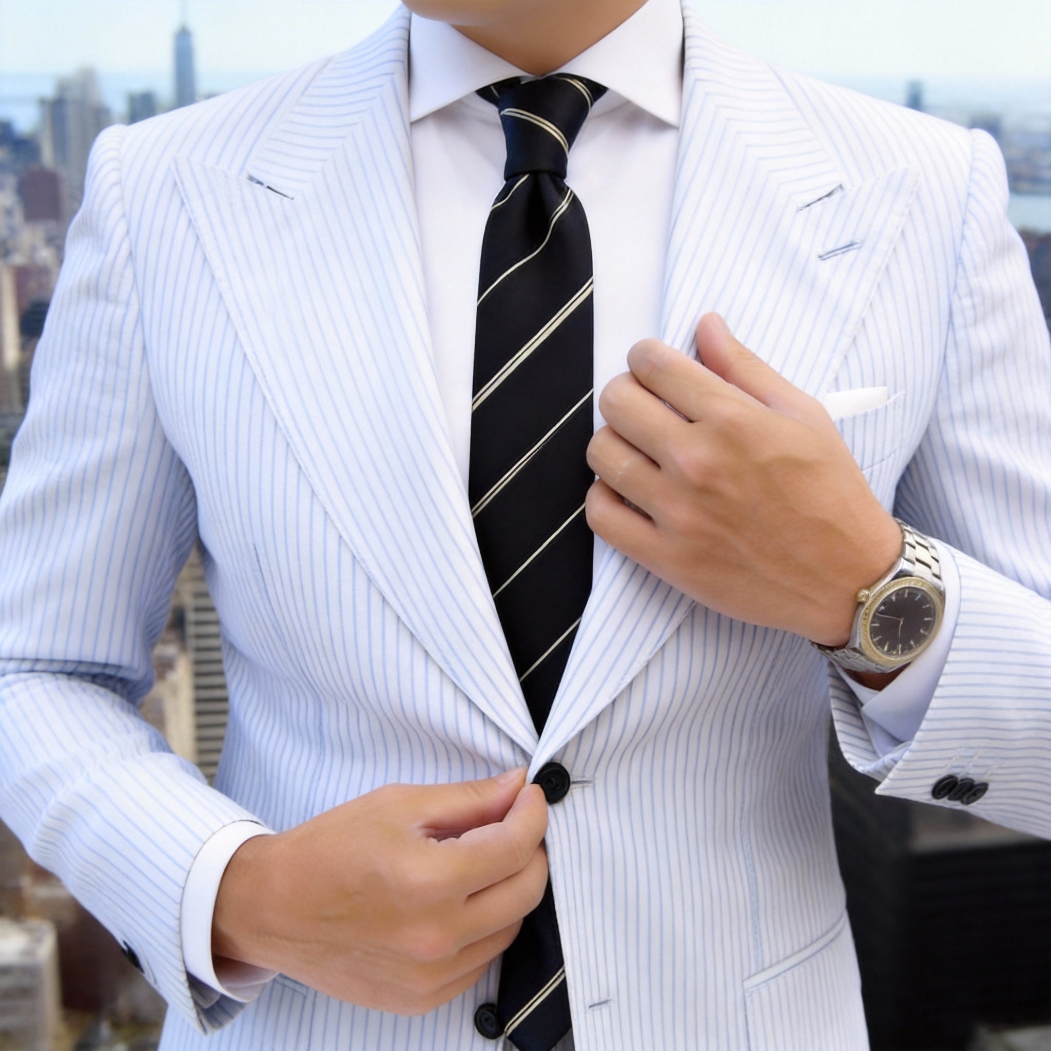 Black With Gold Striped Necktie