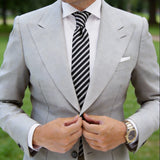 Black With White Diagonal Stripes Necktie