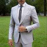 Black With White Diagonal Stripes Necktie