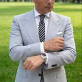 Black With White Diagonal Stripes Necktie