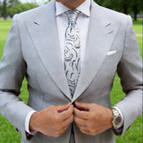 Light Gray Necktie With Black Curves