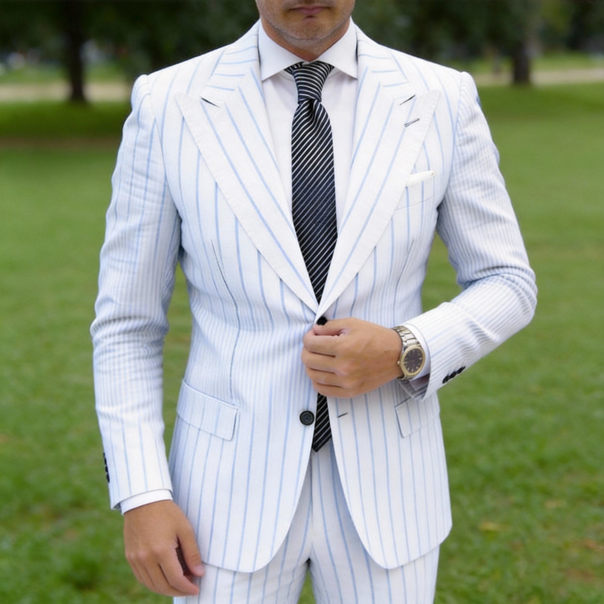 Black with White Diagonal Stripes Necktie