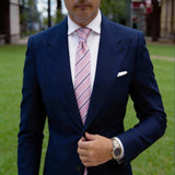 Pink With Purple Scroll Stripe Necktie