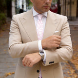 Light Grayish White with Pink Swirly Heart Necktie