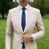 Dark Blue Necktie With Gold Dot Pattern