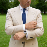 Dark Blue Necktie With Gold Dot Pattern