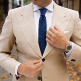 Dark Blue Necktie With Gold Dot Pattern