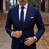 Navy Blue With White Wavy Dots Necktie