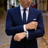 Navy Blue With White Wavy Dots Necktie