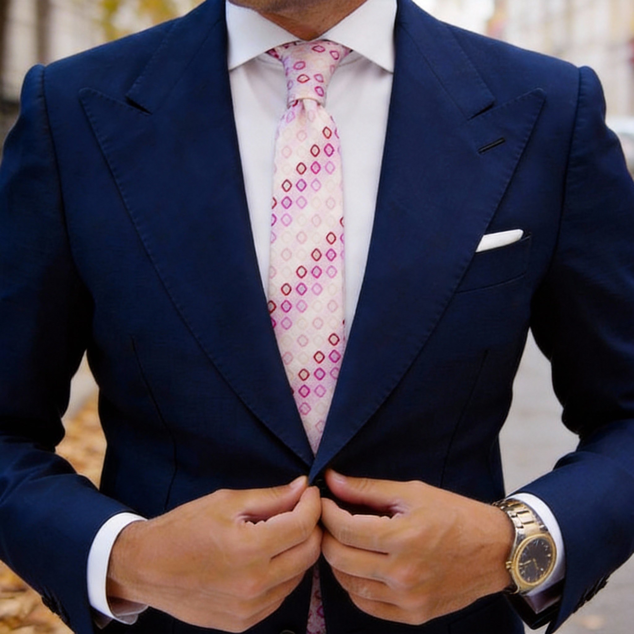 Pink With Red And Pink Square Patterns Necktie