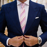 Pink With Red And Pink Square Patterns Necktie