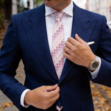 Pink With Red And Pink Square Patterns Necktie