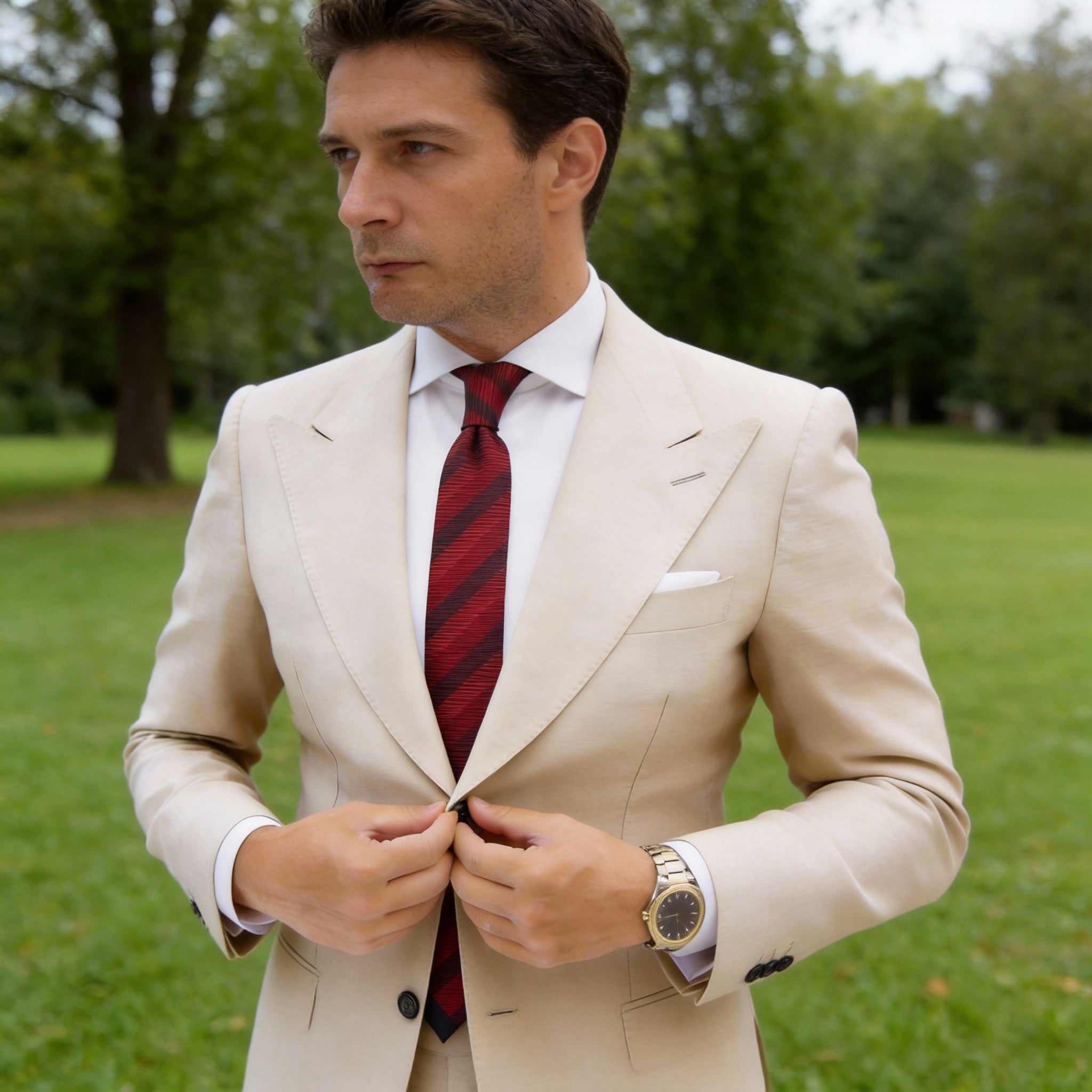 Red with Black Plaid Necktie