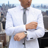 White With Black Geometric Stripe Necktie