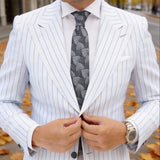 Gray With Black Arched Stripe Necktie