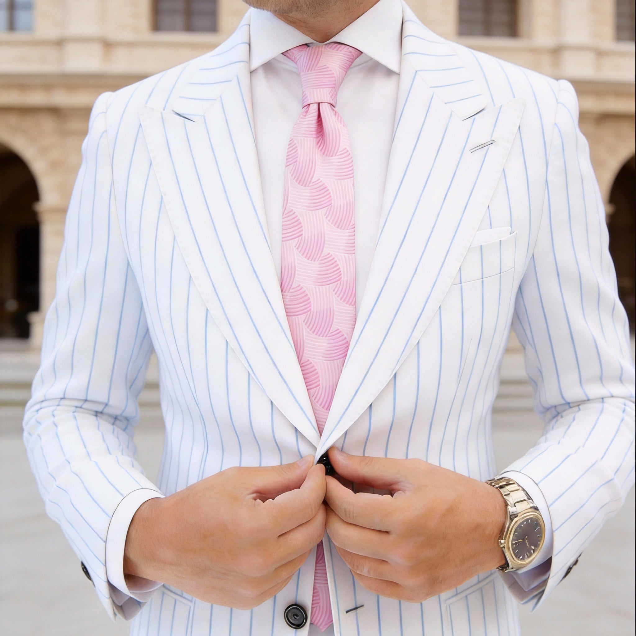 Pink With Pink Wave Necktie