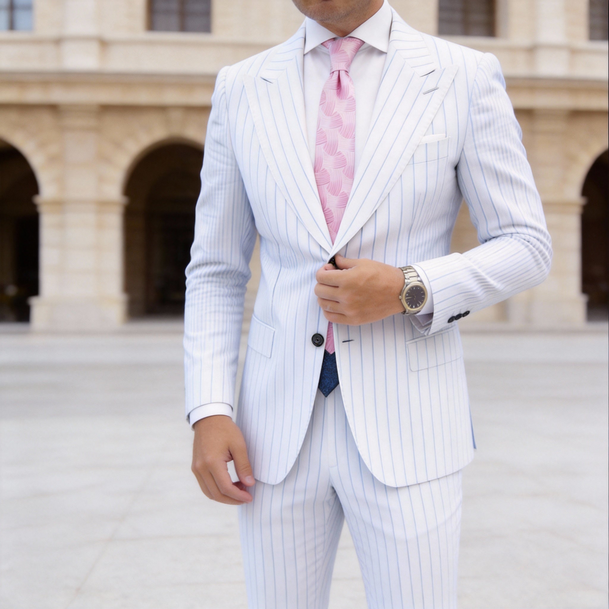 Pink With Pink Wave Necktie