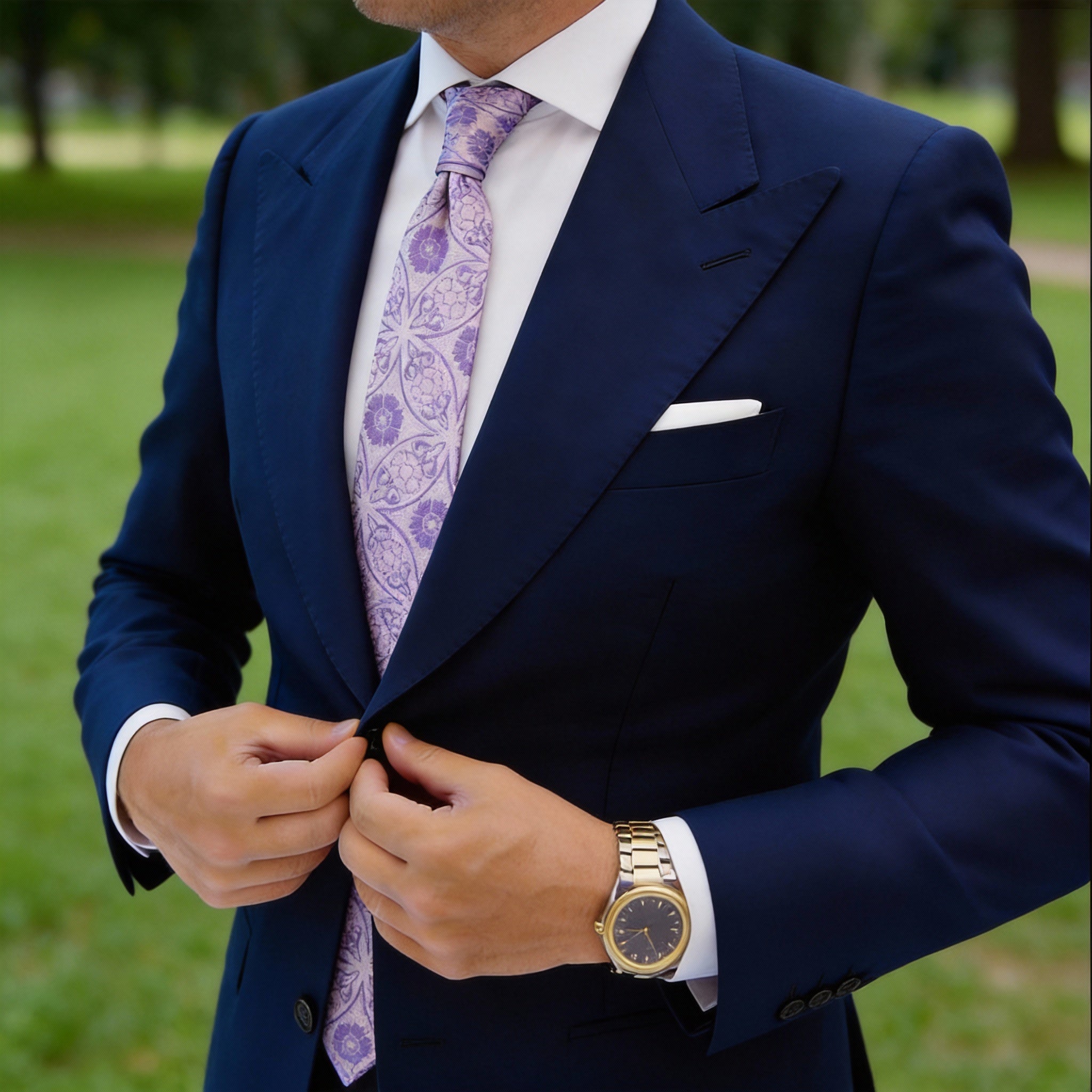 Light Purple With Purple Floral Necktie