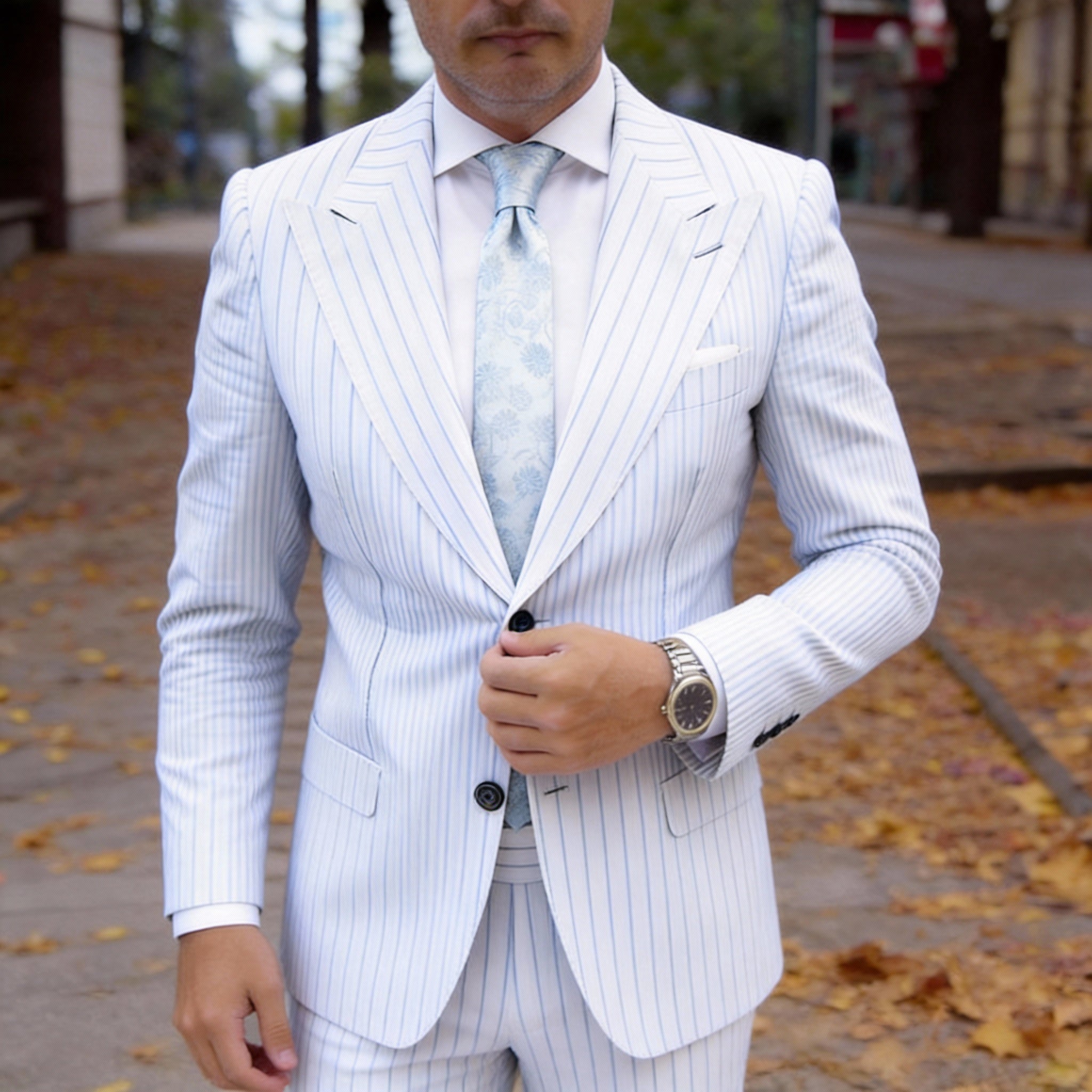 Light Blue with Light Blue Floral Necktie