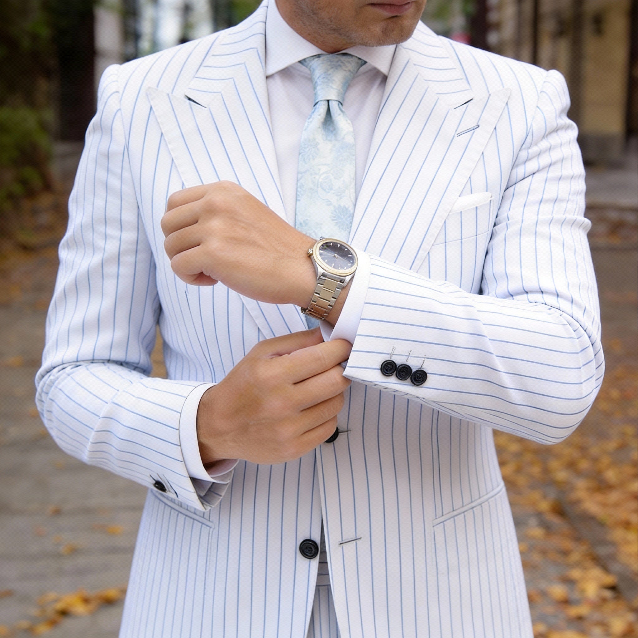 Light Blue with Light Blue Floral Necktie