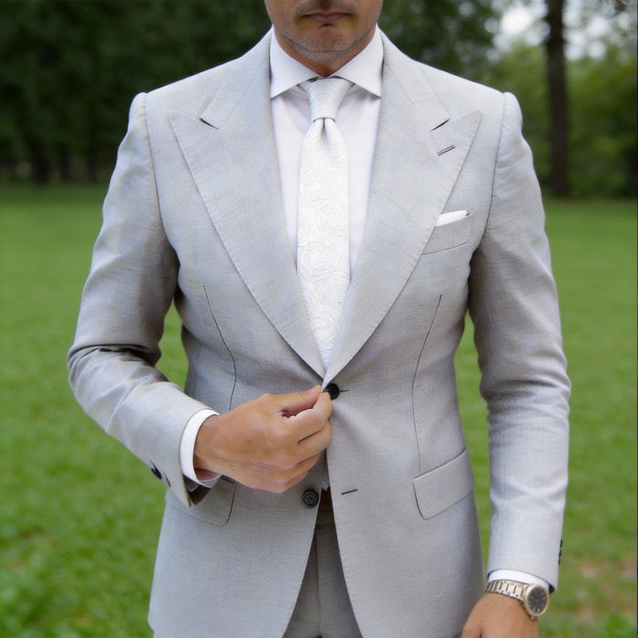 White with Gray Swirl Necktie